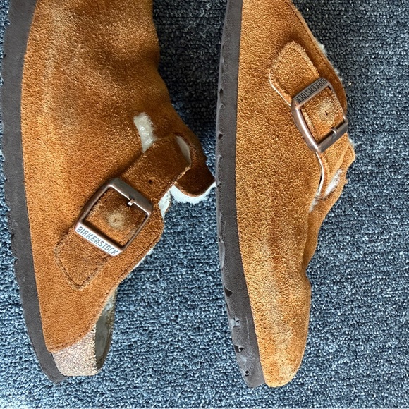 Birkenstock Women’s Boston Shearling-Lined Clogs Tan White Size 39 - Picture 8 of 16